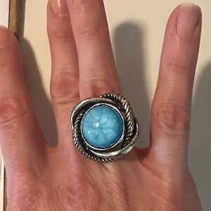 Silver and Blue Statement Ring
